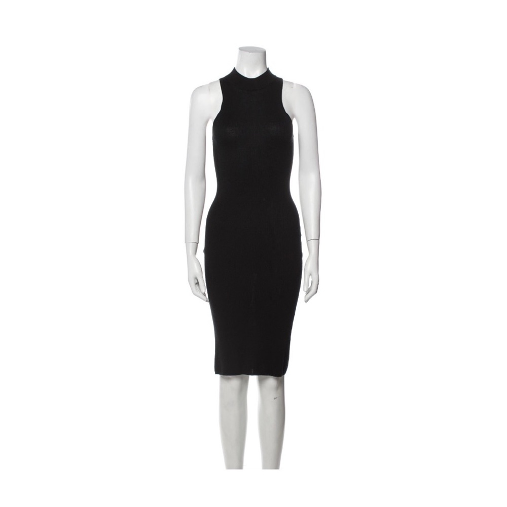 naadam cashmere black midi mock neck dress xsmall